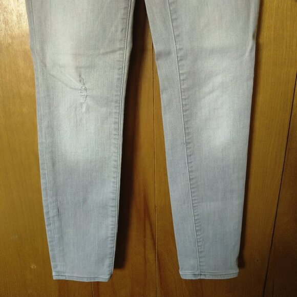 J. Crew Factory Women's Size 25 Gray Stretch Skinny Denim Jeans Distressed - Picture 3 of 6